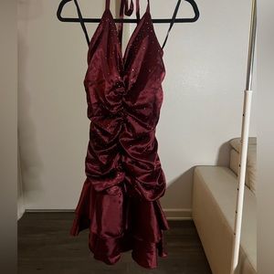 Sally Burgundy halter dress